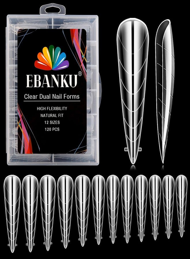 EBANKU Dual Nail Forms for Poly Extension Gel 120 PCS Stiletto Structure Poly Nail Gel Nail Tips for Builder Gel Solid Nail Gel Glue Nail Art Design Salon&DIY - Image 1